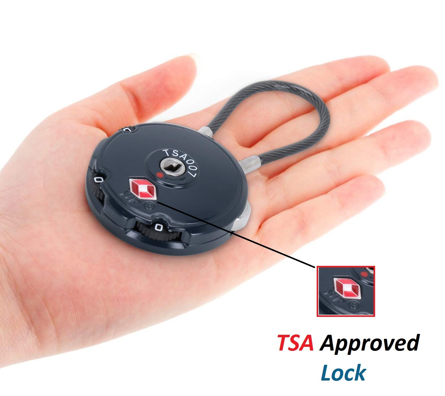 DOCOSS 107-3 Digit TSA Approved Metal Lock for Luggage Bag USA International Number Locks Travelling Password Combination Travel Locks Padlock,