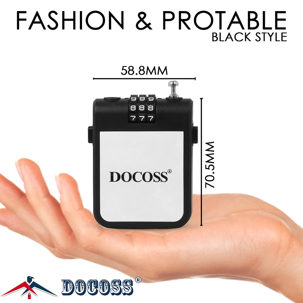 DOCOSS Extendable Cable Password Number Lock for Bike Helmet,Bag,Luggage Locks,Pack of 1, Black