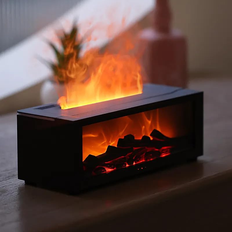 Docoss Charcoal Aroma Diffuser for Home Electric with 7 Colors, Aromatherapy Essential Oil Fragrance Diffuser & Fireplace Flame Diffuser with Remote for Home, Bedroom