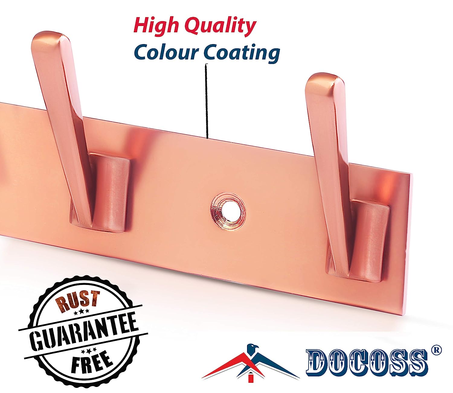 DOCOSS Pack Of 3-Extra Long-40 cm Rose- Gold Cloth Hanger 6 Pin Bathroom  Kitchen Wall Wardrobe Door Hooks For Hanging keys,Clothes Holder Hook Rail  18 Price in India - Buy DOCOSS Pack