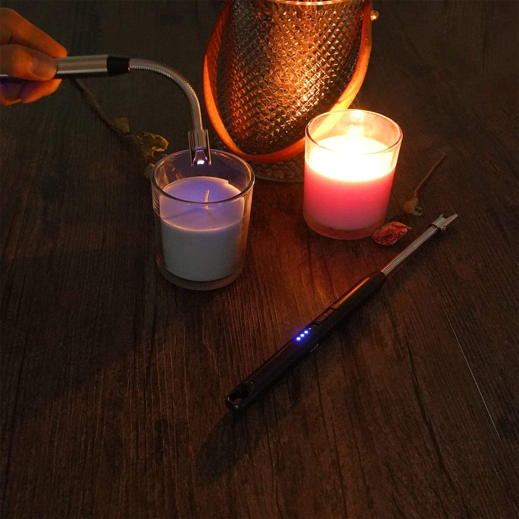 DOCOSS - Rechargeable Electric Gas Lighter Kitchen Lighter Chargeable USB Arc for Candle Flexible Neck for Gas,diyas,agarbatti,Candle (Black)