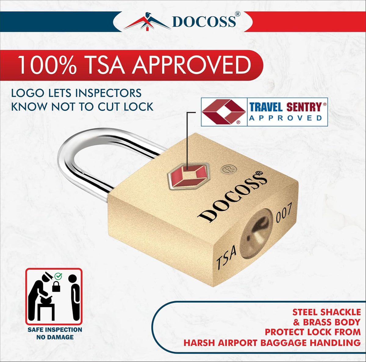 DOCOSS Pack of 2 Small Brass Lock TSA Locks with 2 Keys for Luggage with Keys,Travelling Locks Padlock(Gold)