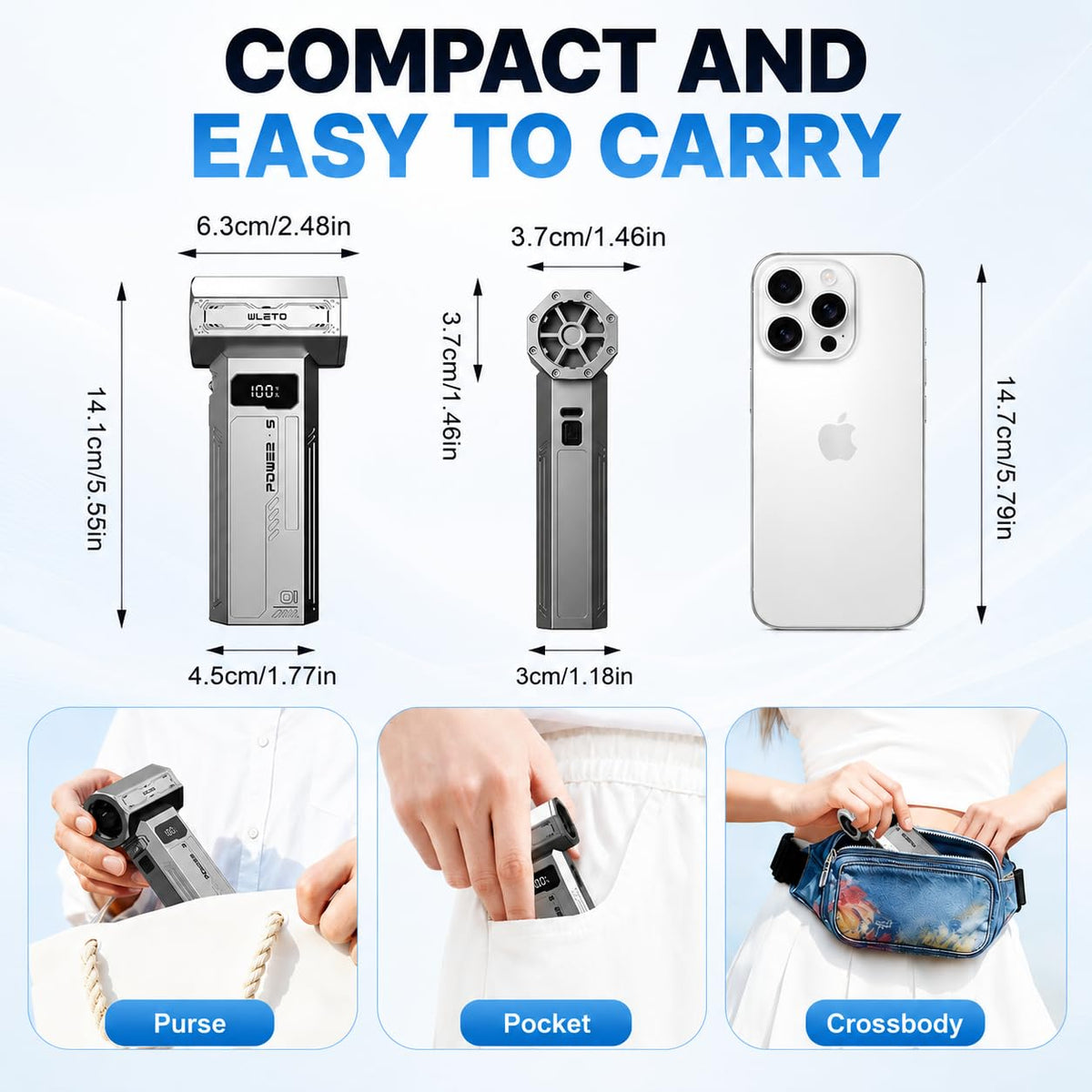 DOCOSS Mini Electric Air Duster & Vacuum Cleaner, Powerful Air Blower for PC with 1,00,000RPM, LED Display, High-Speed Rechargeable Dust Cleaner for Computer, Laptop with 4 Speed Levels