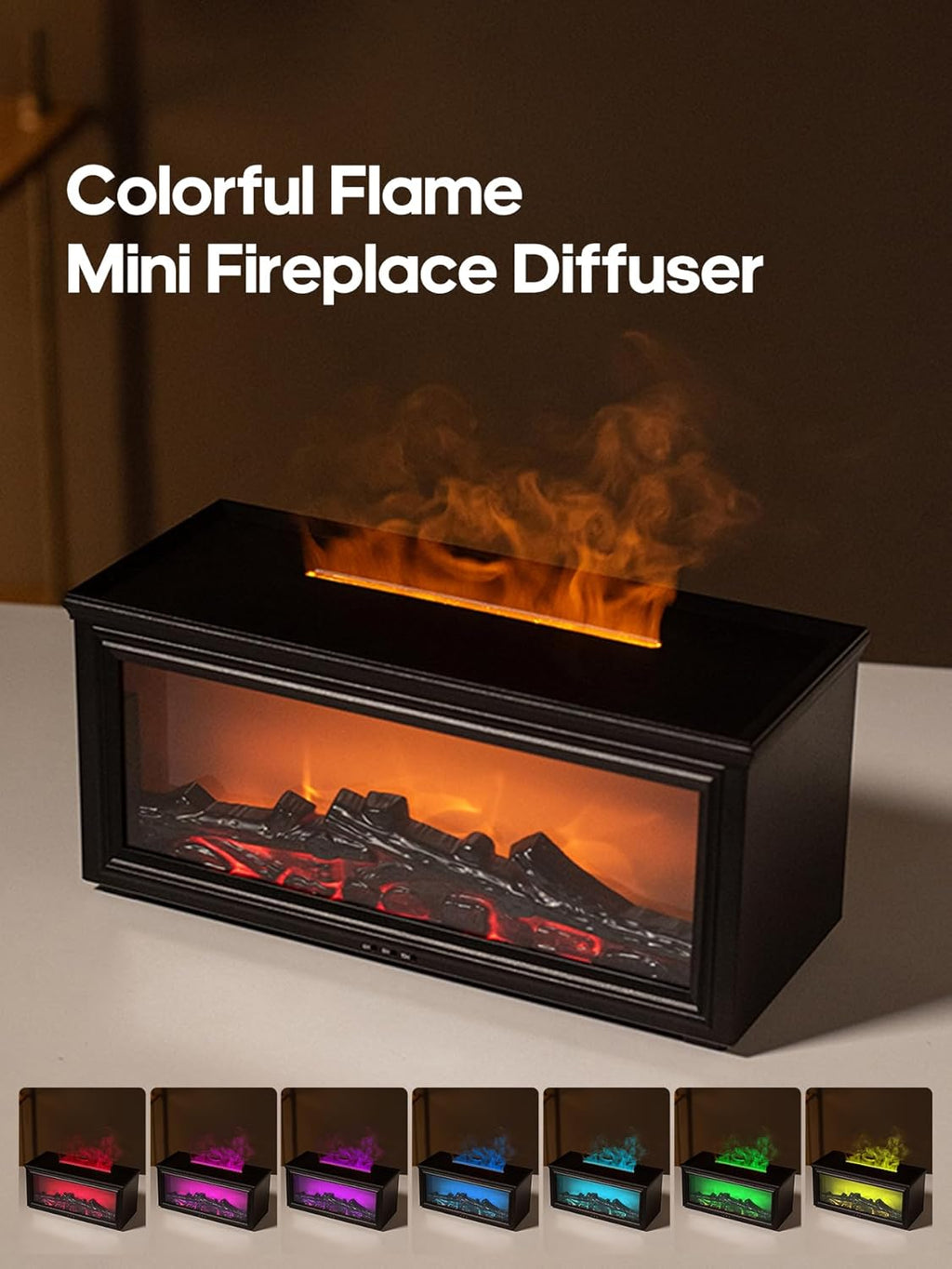 Docoss Charcoal Aroma Diffuser for Home Electric with 7 Colors, Aromatherapy Essential Oil Fragrance Diffuser & Fireplace Flame Diffuser with Remote for Home, Bedroom