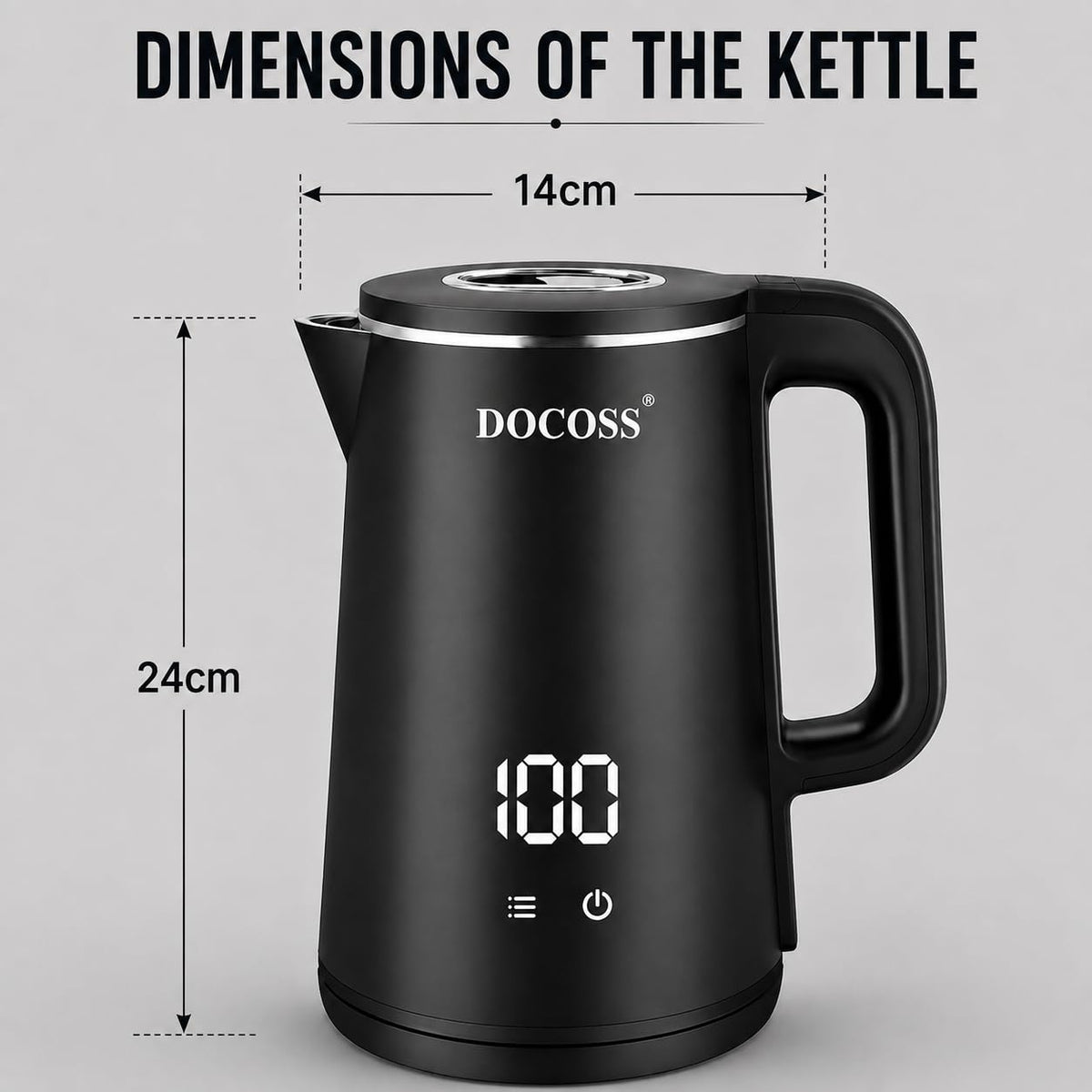 DOCOSS Electric Kettle for Hot Water, 1.8L Multipurpose Kettle with 5 Preset Modes & Digital Touch Display, 1800W Hot water Kettle with Auto Shutoff and 360° Swivel Base