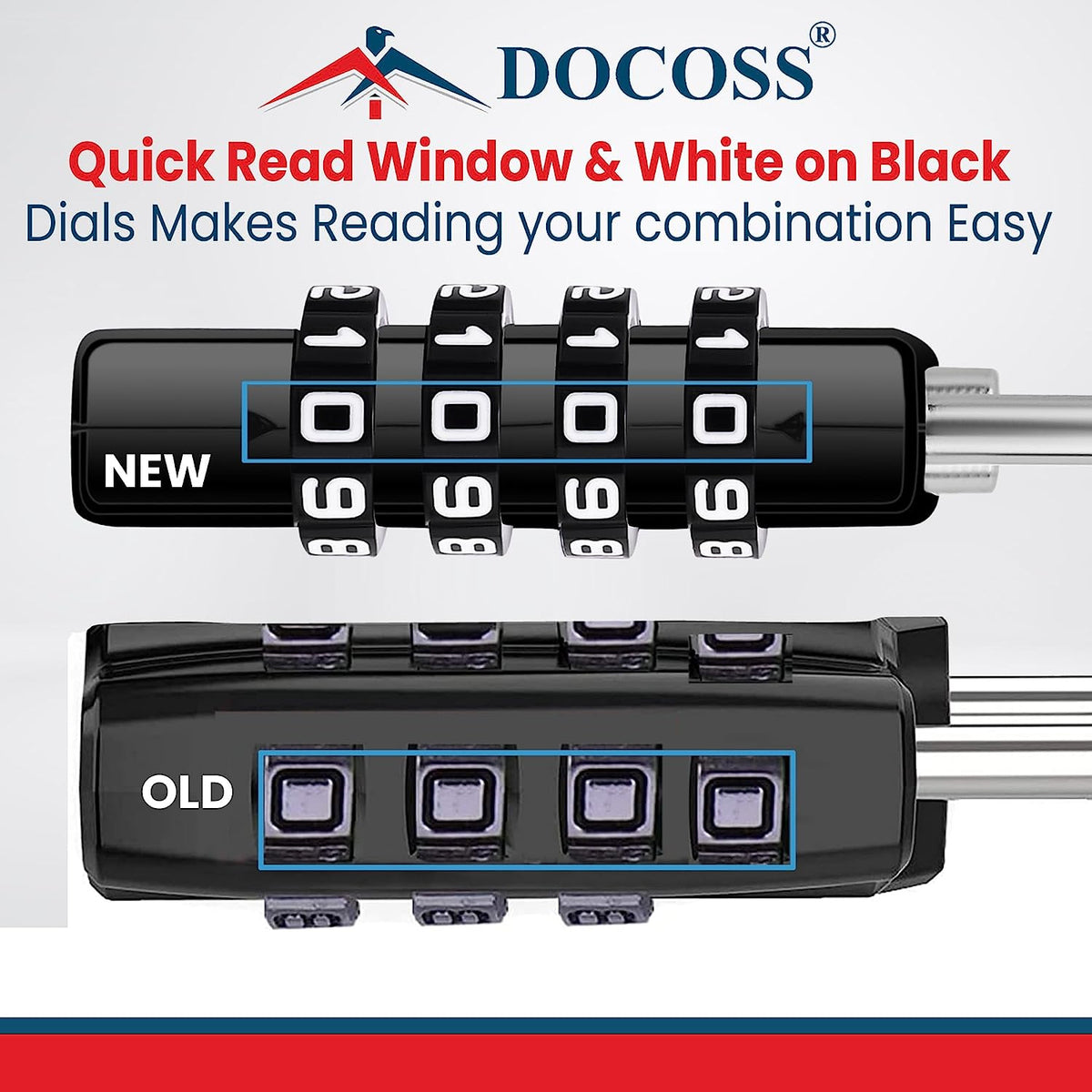 DOCOSS Metal 4 Digit Combination Number Lock for Bag Luggage Locks (Black,Grey)