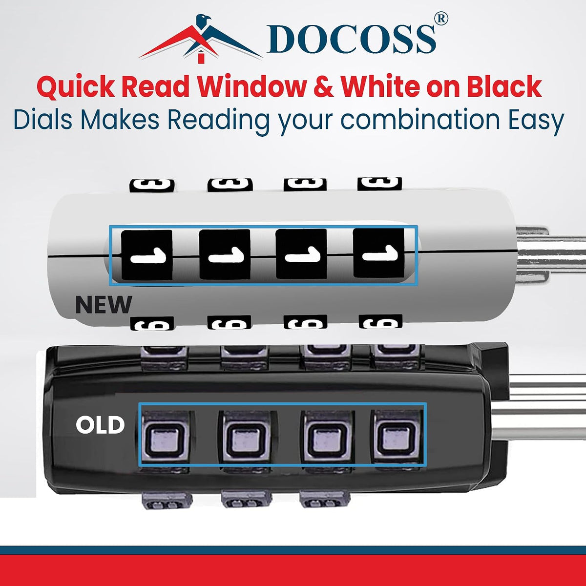DOCOSS-Set of 2-116 Metal TSA Locks for Luggage, Number Lock for Bag 4 Digit Small Locks for Luggage TSA Lock Combination Password Locks for Travel (Black,Silver)