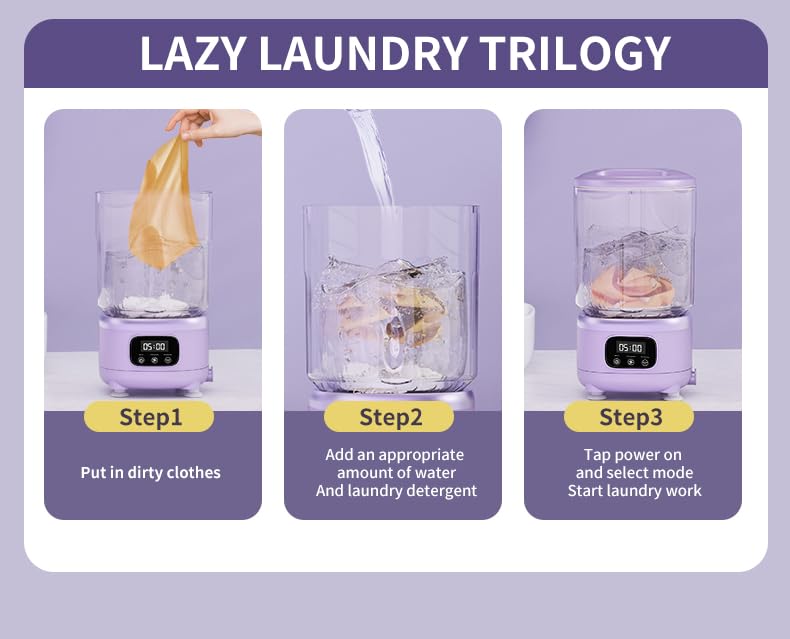 DOCOSS Rechargeable Mini Washing Machine, 2L Small Portable Washing Machine with Spin Dryer, Automatic Washing Machine for Baby Clothes, Underwear, Socks