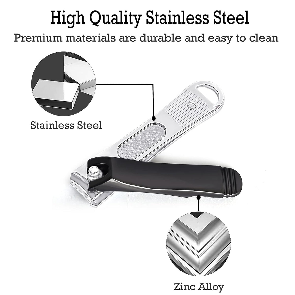 DOCOSS Stainless Steel Nail Cutter Kit For Men and Women Nail Clippers set -Pack Of 2 (Black)