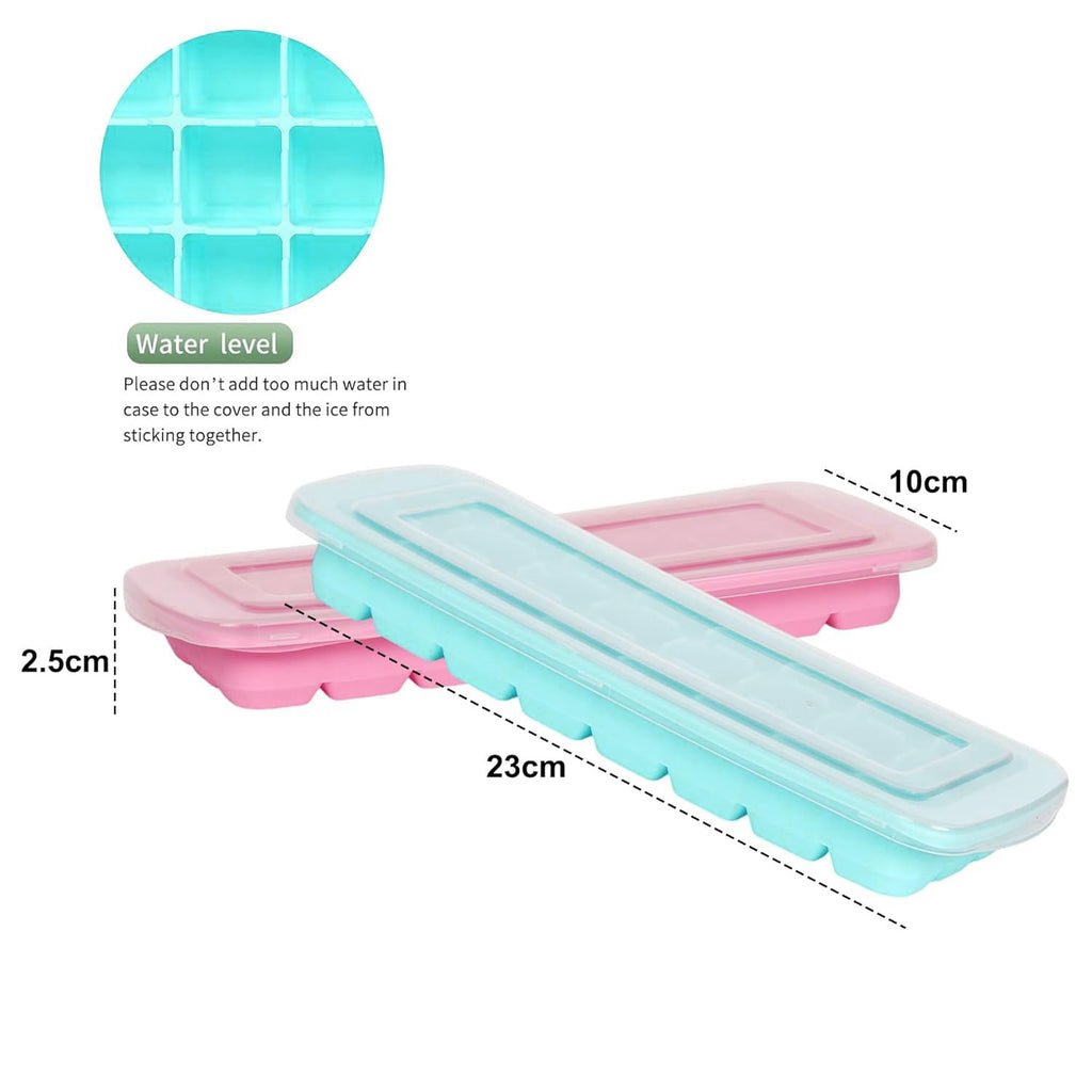 DOCOSS -Big Premium Silicon Ice Cube Maker Trays for Freezer,Food Grade Silicone Ice Cube Tray Box Mould with Lids, Perfect Fridge Thin Ice Tray (Blue)(1 pc)