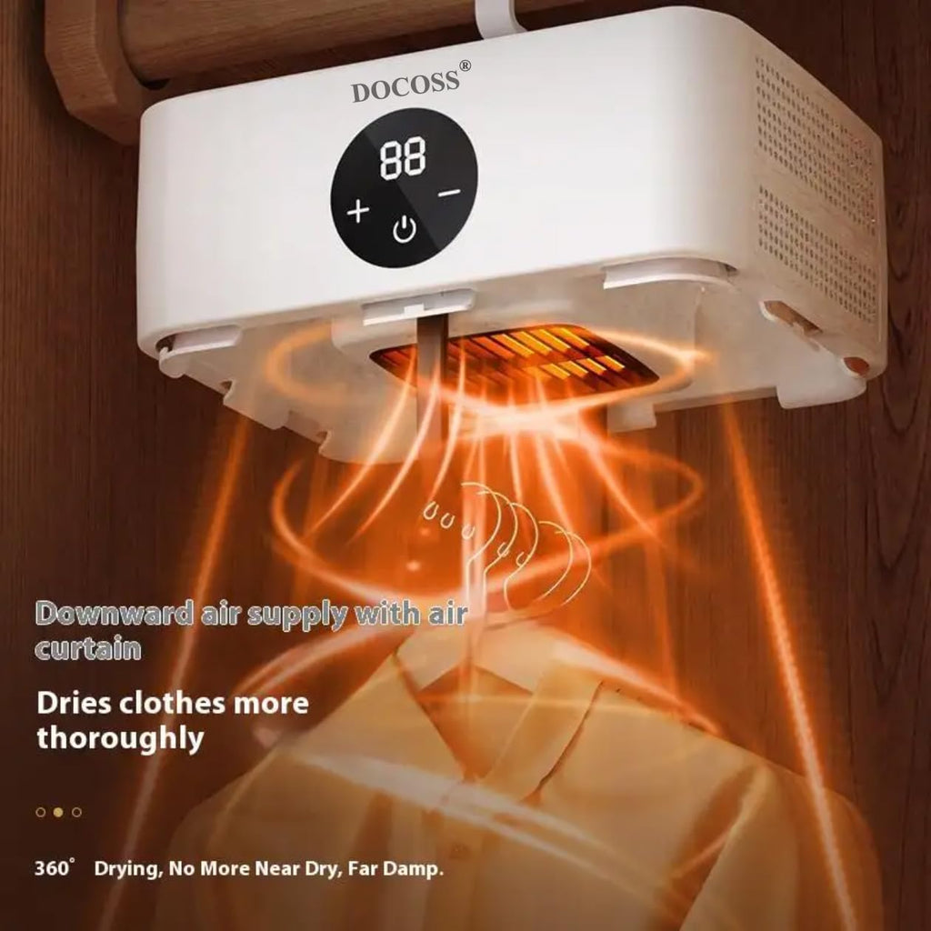 DOCOSS Hangable & Foldable Clothes Dryer Machine, Portable Electric Cloth Dryer/Warmer for Clothes, Monsoon Clothes Dryers with PTC Heating, Intelligent Timer