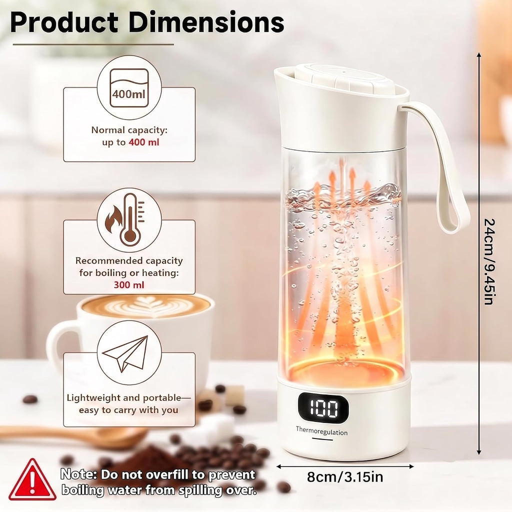 DOCOSS Portable Electric Kettle 400ml | Small Electric Water Bottle with Variable Temperature Control,Digital Display,Stainless Steel| Multipurpose Hot Water Travel Kettle/Baby Milk Warmer