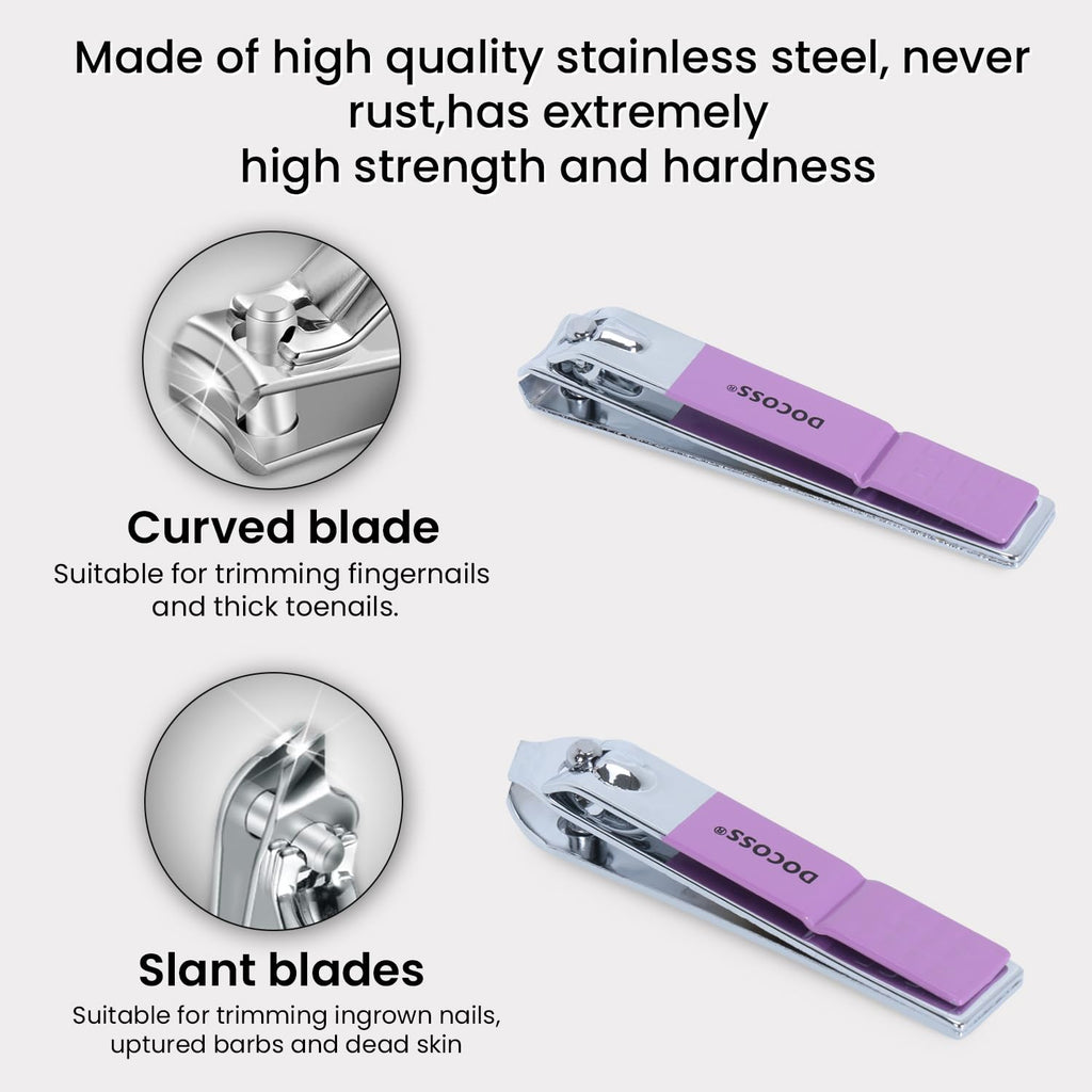 DOCOSS Manicure Kit For Women,Nail Cutter Kit For Women/Girls With Leather Pouch for Manicure Pedicure kit with Acne needle,Nail Cllippers And Tools (Purple Lilac