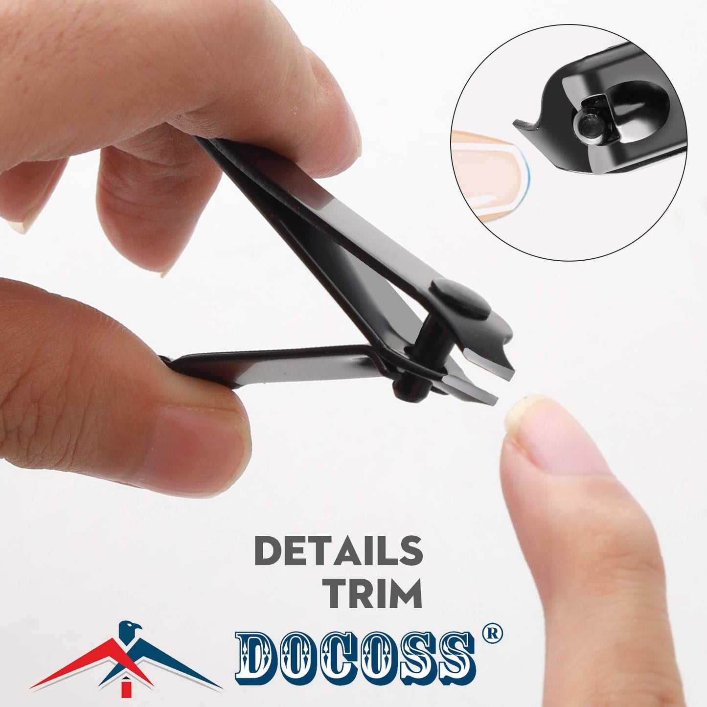 DOCOSS Pack Of 3 Stainless Steel Nail Cutter Kit Set & Toenail Fingernail Clipper/Nail Clipper Set/Nail Cutter For Men Women (Black)