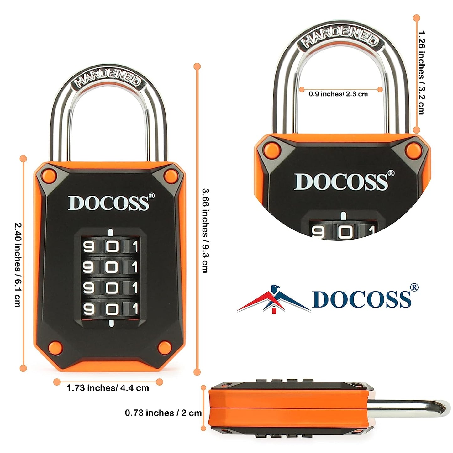 DOCOSS Strong Number Locks for Door / Combination Lock Padlock / Door Combination Lock ,Pad Lock ,Gate Lock, Gym Locker Lock ,Locks for Main Gate (Orange Black)