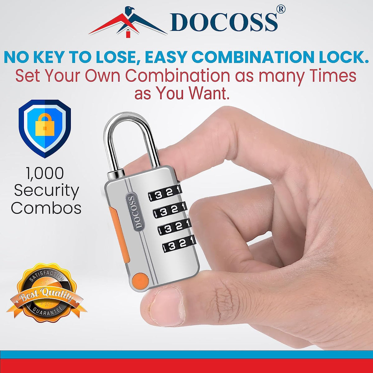 DOCOSS Metal 4 Digit Combination Number Lock for Bag Luggage Locks (Black,Grey)
