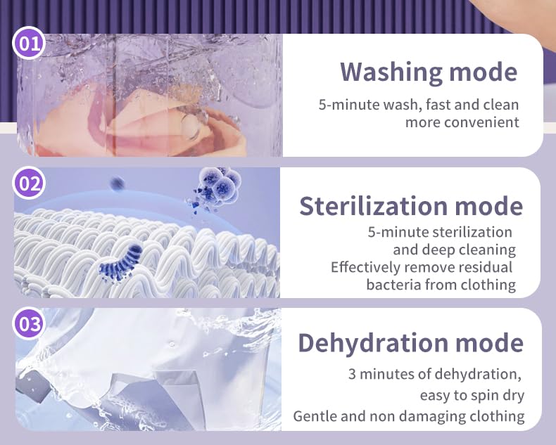 DOCOSS Rechargeable Mini Washing Machine, 2L Small Portable Washing Machine with Spin Dryer, Automatic Washing Machine for Baby Clothes, Underwear, Socks