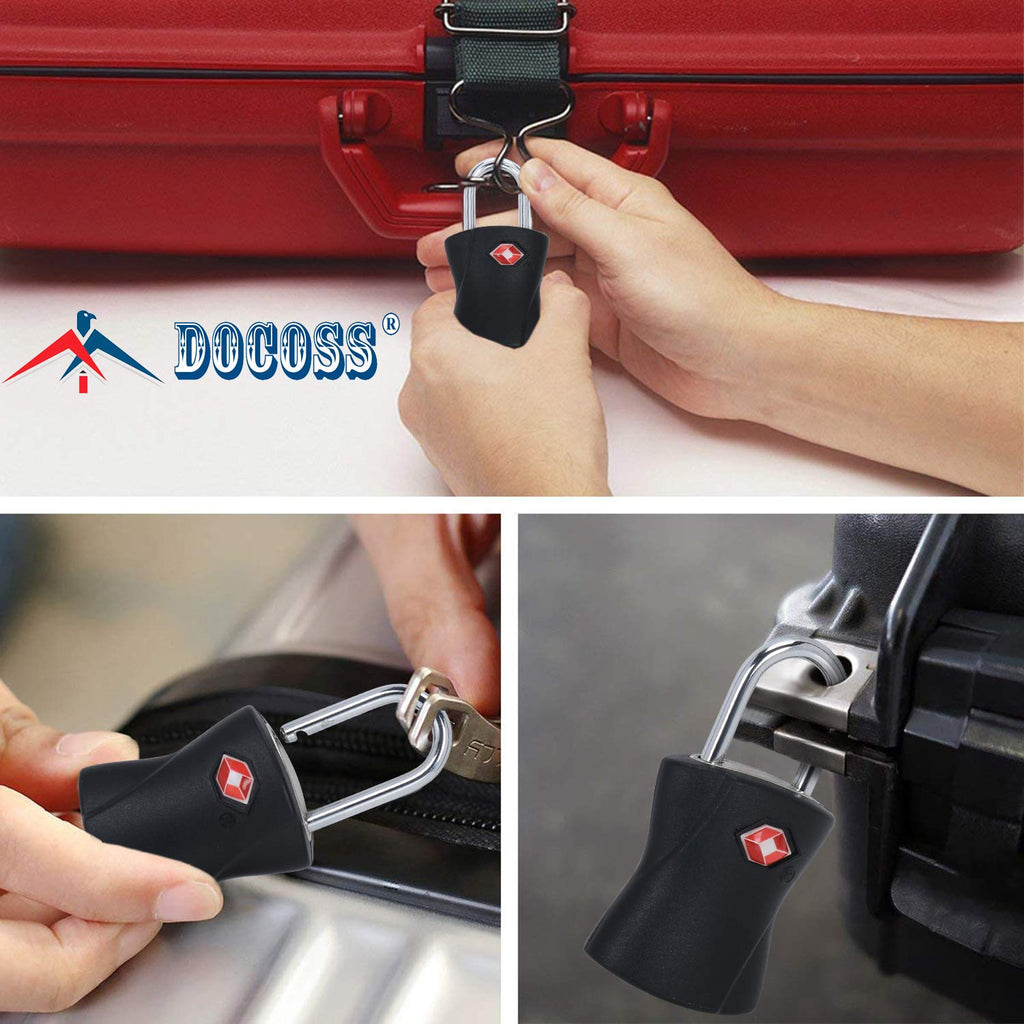 DOCOSS Metal Lock TSA Approved with Keys International Lock for Bag Luggage Travelling Locks Padlock, Metallic (Black) - Pack of 2