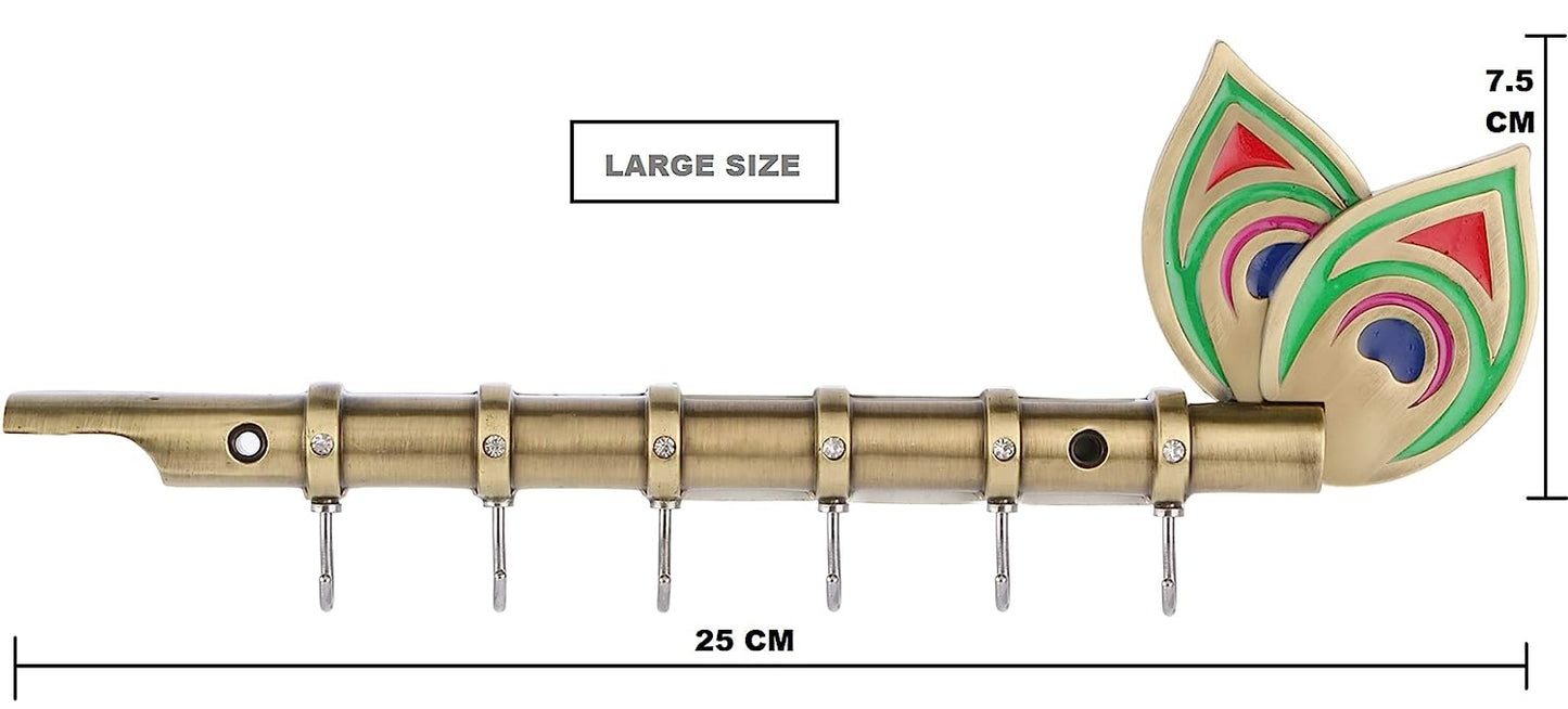 DOCOSS - Brass BIG Antique Flute 6 pin For Keys Hanger Hook,Wall Key Holder, Key Stand, Keys Rack Hook, Key Hanging Hooks