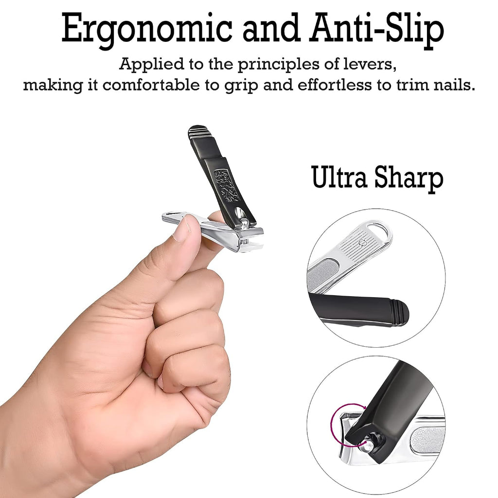 DOCOSS Stainless Steel Nail Cutter Kit For Men and Women Nail Clippers set -Pack Of 2 (Black)