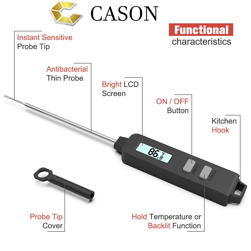 CASON (DEVICE OF C) -Proffesional Digital Lcd Cooking  Food Thermometer / Kitchen thermometer For Cooking Bbq/barbeque Thermometer Candy Temperature Test Pen