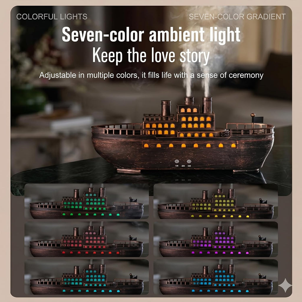 Docoss Titanic Ship Aroma Diffuser for Home Electric with Remote | Essential Oil Diffuser for Home & Bedroom,Ultrasonic Humidifier with 7 LED Warm Lights & Quiet Operation,Electric Diffuser for Room