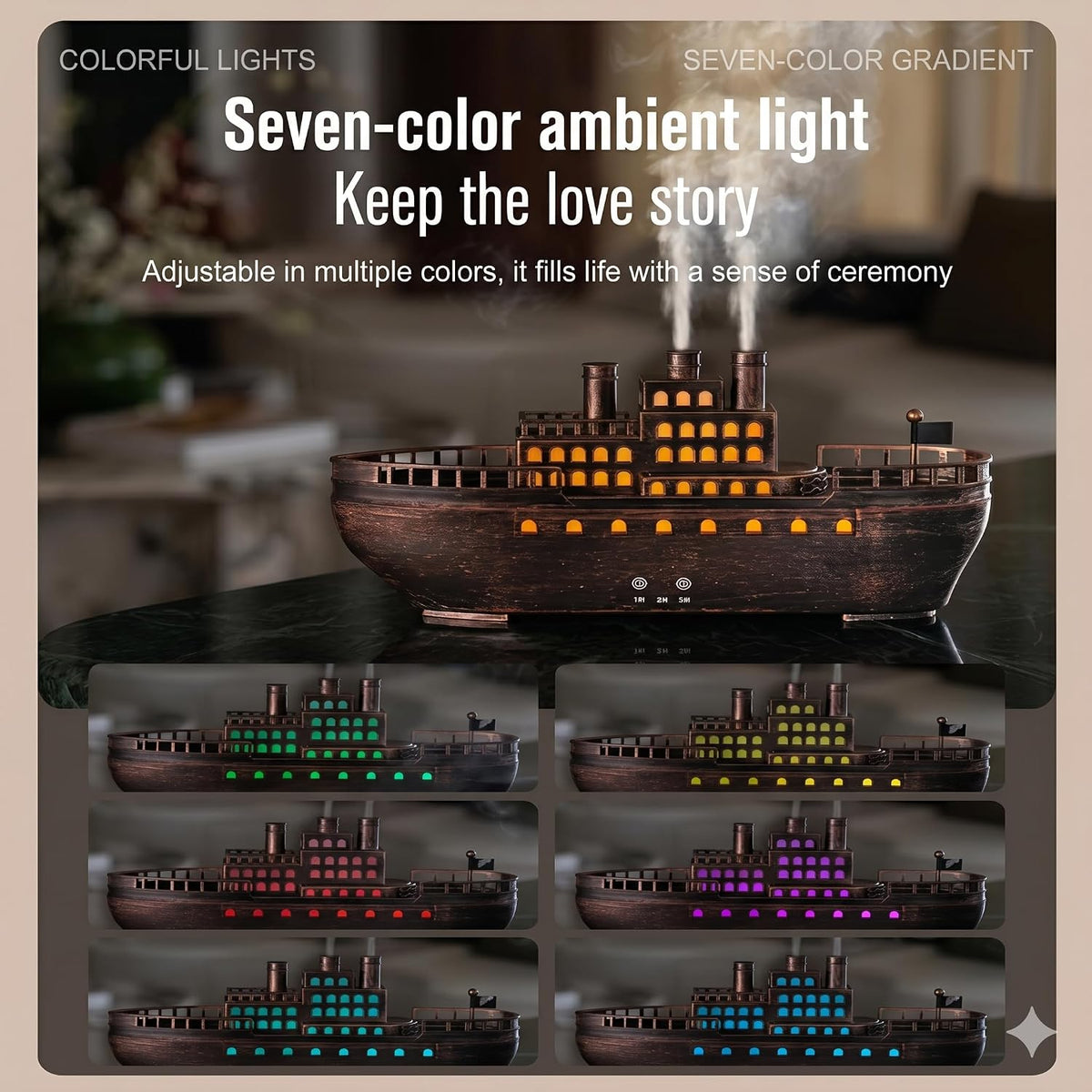 Docoss Titanic Ship Aroma Diffuser for Home Electric with Remote | Essential Oil Diffuser for Home & Bedroom,Ultrasonic Humidifier with 7 LED Warm Lights & Quiet Operation,Electric Diffuser for Room