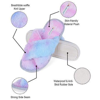 DOCOSS Indoor Slippers Warm Slippers Winter Bedroom Home Slippers for Women,Girls & Men Fur Winter Slippers (UK 3-4 -25 cm)