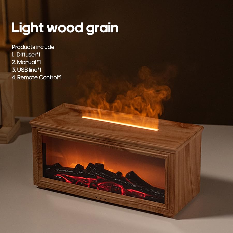 Docoss Charcoal Aroma Diffuser for Home Electric with 7 Colors, Aromatherapy Essential Oil Fragrance Diffuser & Fireplace Flame Diffuser with Remote for Home, Bedroom