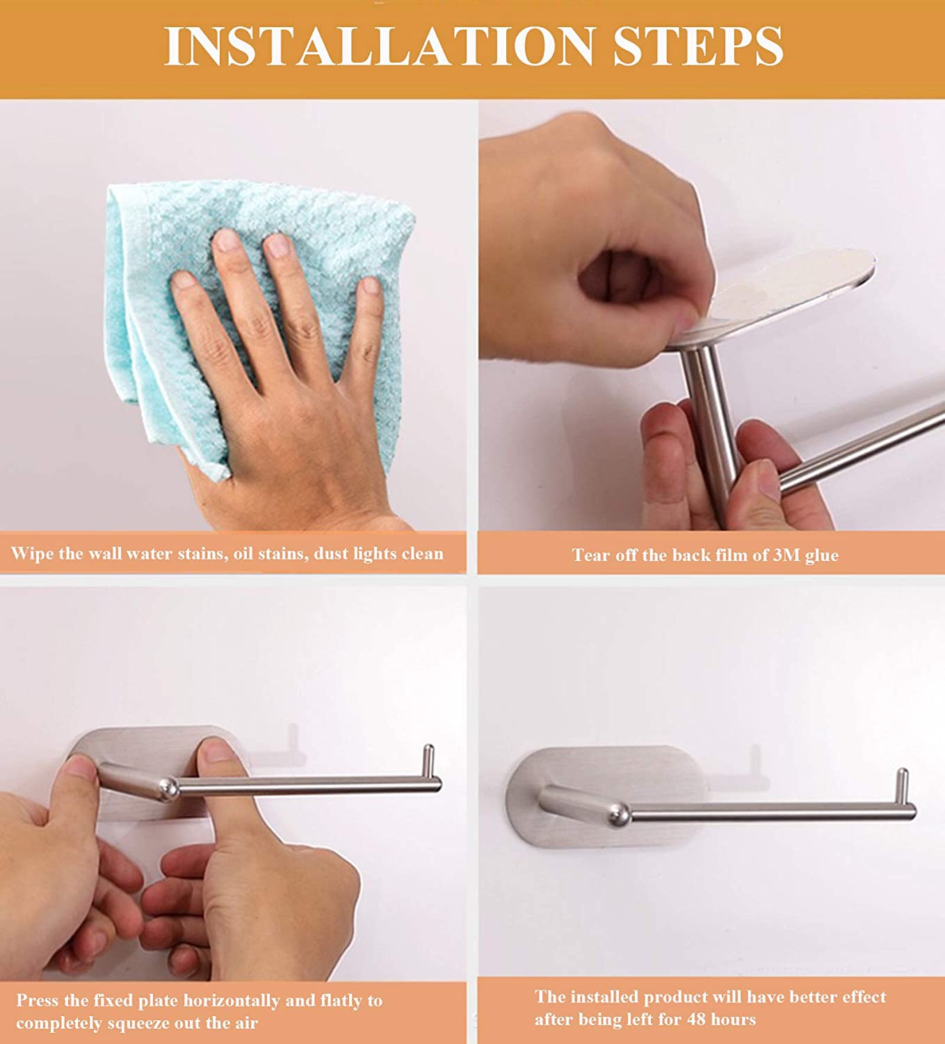 Premium Hand Towel Holder Sticky Towel Hold Wall Adhesive Bathroom