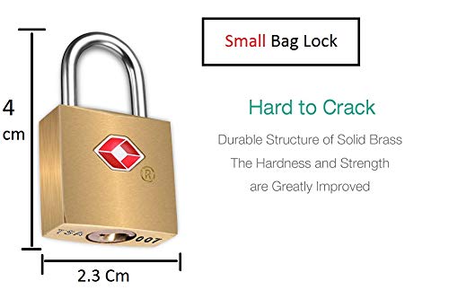 DOCOSS Pack of 2 Small Brass Lock TSA Locks with 2 Keys for Luggage with Keys,Travelling Locks Padlock(Gold)