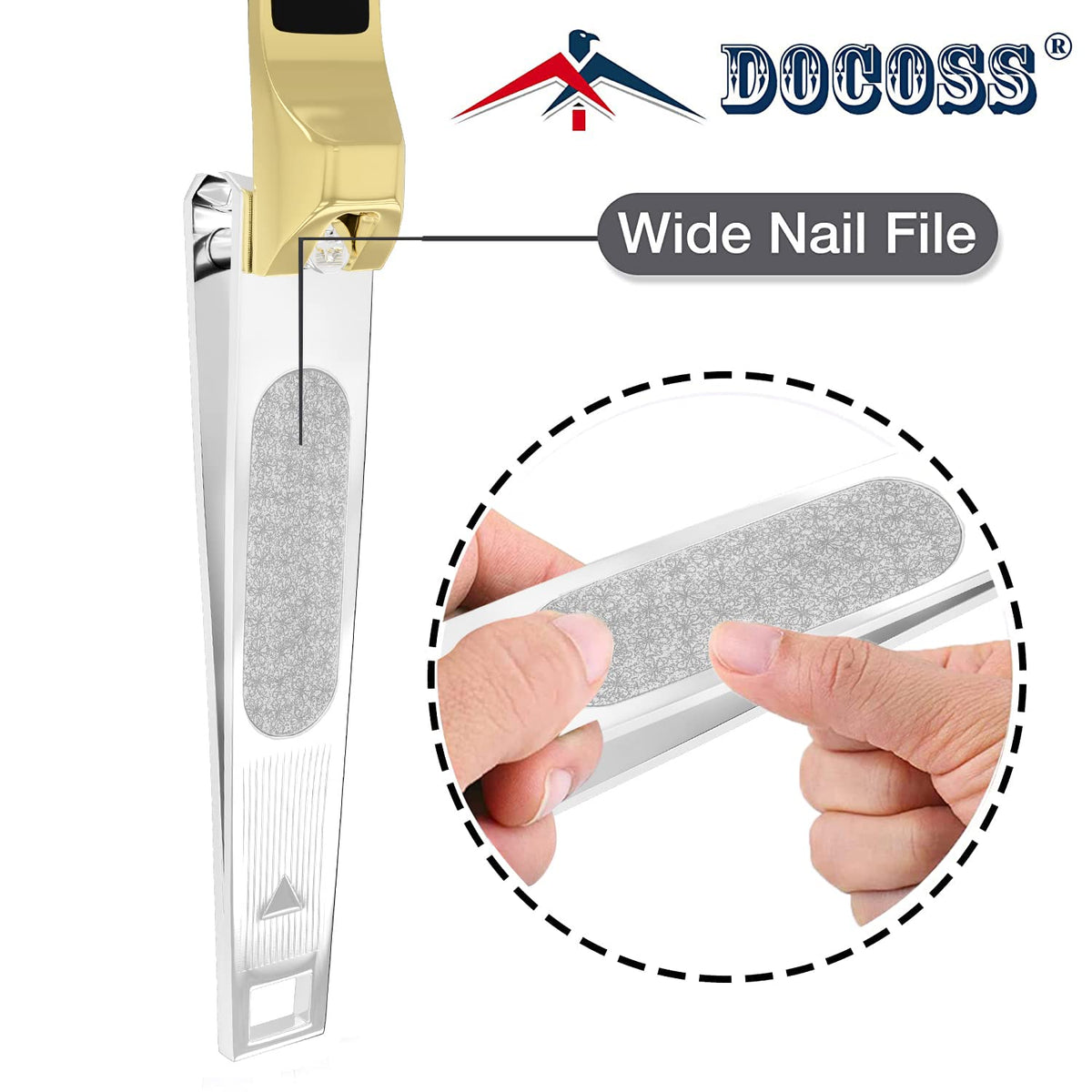 DOCOSS Premium Proffessional Stainless Steel Nail Cutter Set For Men,Women,Adults -Nail Clippers & Trimmers With Filer-Sharp,Smooth Japanese Nailcutter For Adults (Pack Of 2) (Gold)
