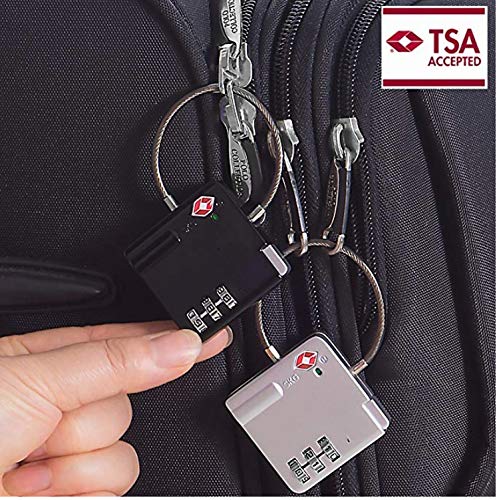 DOCOSS Pack of 1 529 Metal TSA Approved Lock Strong Cable International Password Locks For luggage Bag Travel Locks Silver