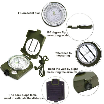 DOCOSS(DEVICE OF C)-High Accuracy Metal Waterproof Military Compass For Directions Geology Lensatic Prismatic Army Green Camouflage Matte Navigator Compass