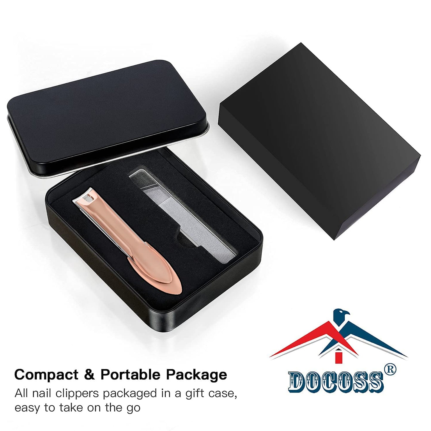DOCOSS Professional Rose Gold Nail Cutter Kit Set With Filer & Toenail Fingernail Clipper Stainless Steel Nail Clipper Set / Nail Cutter For Men Women (Rose Gold)