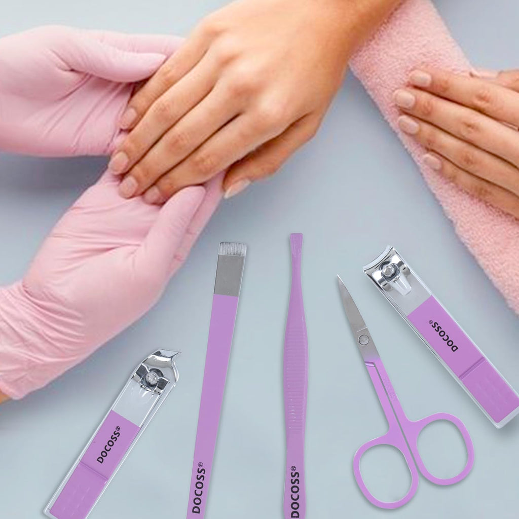 DOCOSS Manicure Kit For Women,Nail Cutter Kit For Women/Girls With Leather Pouch for Manicure Pedicure kit with Acne needle,Nail Cllippers And Tools (Purple Lilac
