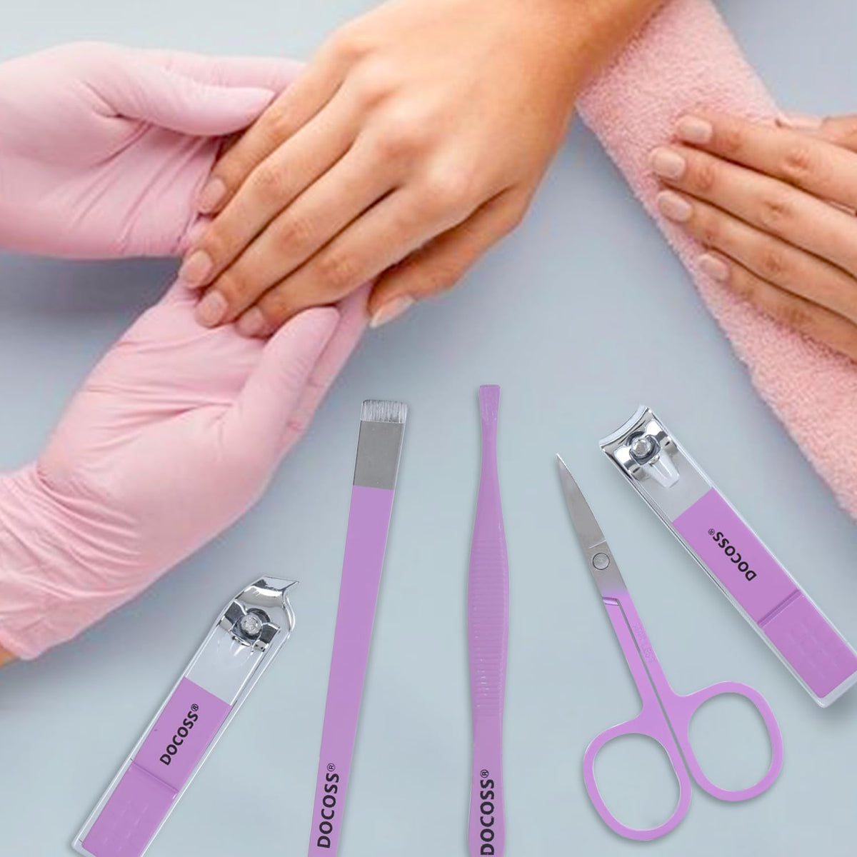 DOCOSS Manicure Kit For Women,Nail Cutter Kit For Women/Girls With Leather Pouch for Manicure Pedicure kit with Acne needle,Nail Cllippers And Tools (Purple Lilac