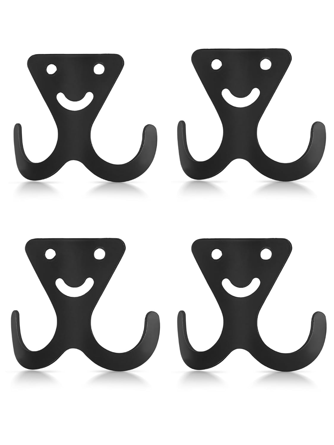 DOCOSS Pack of 4 Stainless Steel Hooks for Wall Heavy Duty Hooks for Hanging,Tower Clothes Hanger for Wall,Bathroom & Kitchen (Black)