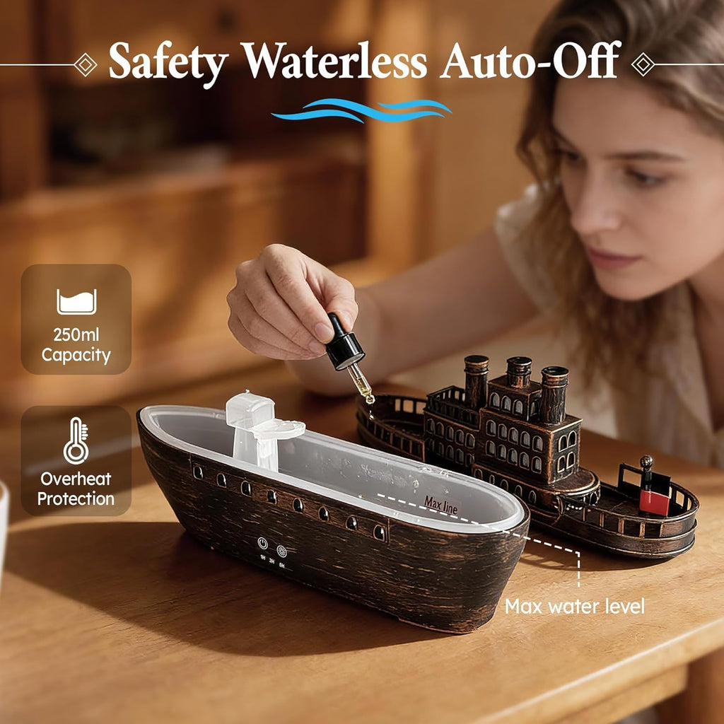 Docoss Titanic Ship Aroma Diffuser for Home Electric with Remote | Essential Oil Diffuser for Home & Bedroom,Ultrasonic Humidifier with 7 LED Warm Lights & Quiet Operation,Electric Diffuser for Room