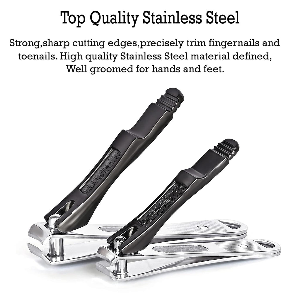 DOCOSS Stainless Steel Nail Cutter Kit For Men and Women Nail Clippers set -Pack Of 2 (Black)