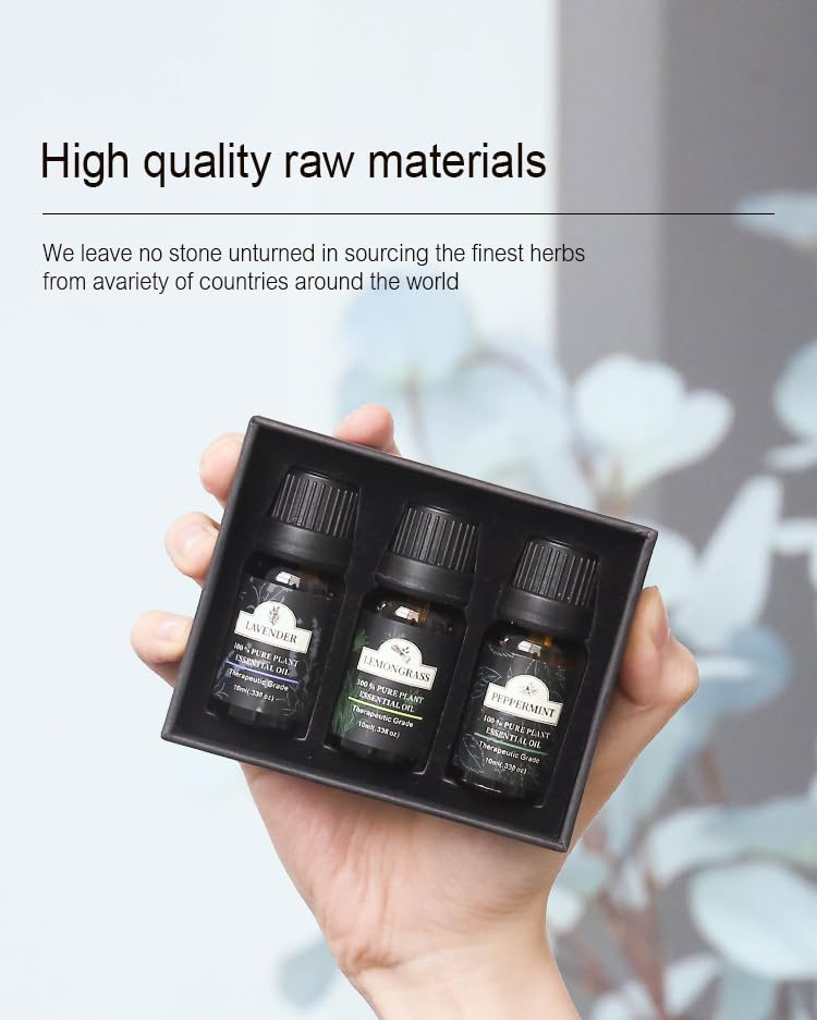 DOCOSS Acrylonitrile Butadiene Styrene Essential Oil for Home Fragrance Diffuser, Humidifier| 10ml Bottle|Aroma Oil Pack of 3(Lavender, Peppermint, Lemongrass)