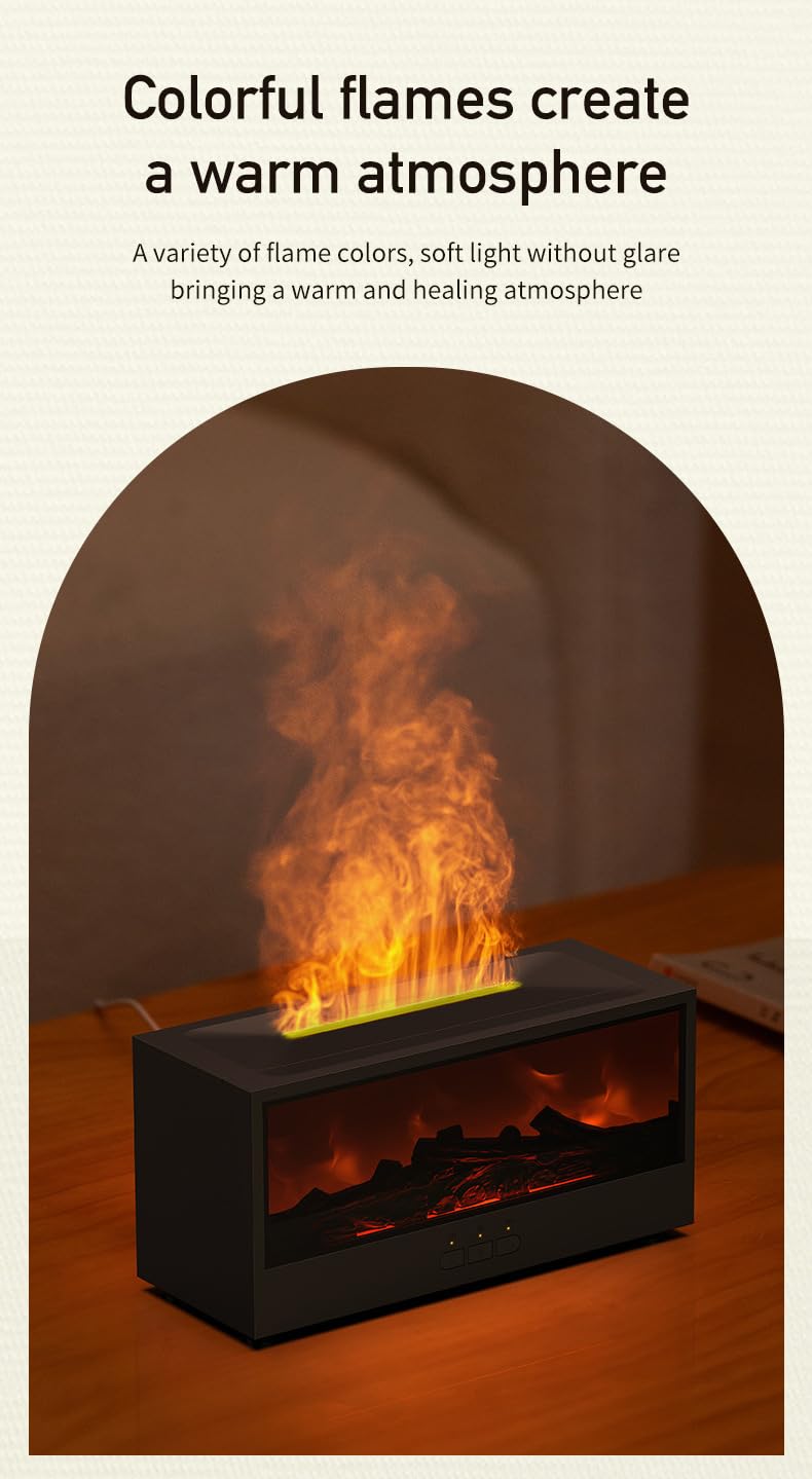 Docoss Charcoal Aroma Diffuser for Home Electric with 7 Colors, Aromatherapy Essential Oil Fragrance Diffuser & Fireplace Flame Diffuser with Remote for Home, Bedroom