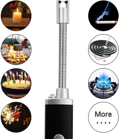 DOCOSS - Rechargeable Electric Gas Lighter 280 mAh High Battery Capacity Kitchen Lighter Chargeable USB Arc Long Lighter for Candle Flexible Lighter Neck for Gas,diyas,agarbatti,Candle (Black)