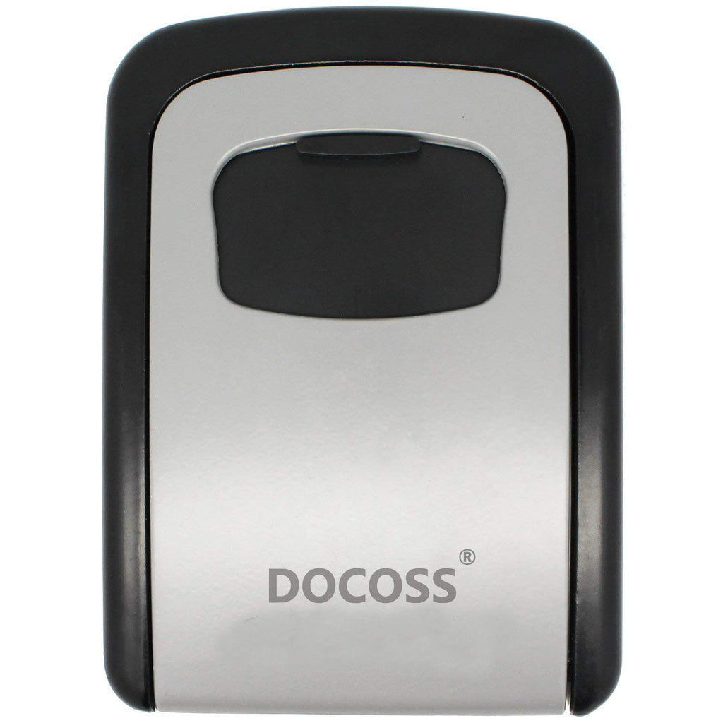 DOCOSS - Metal Key Safe Combination Storage Box Outdoor Wall Mounted with Code Password Security Lock for House Outdoor(Black,Grey)