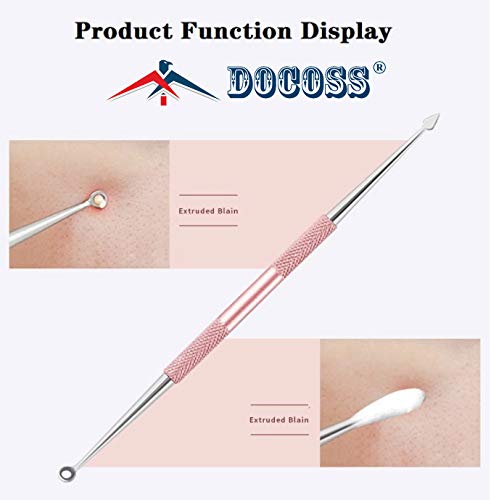 DOCOSS- 5 Pcs Stainless Steel Blackhead Remover Tool Acne removal tool /Blackhead Tweezers Pimple Removal Tool Acne Needle Set /Acne Extractor Tool With Metal Case