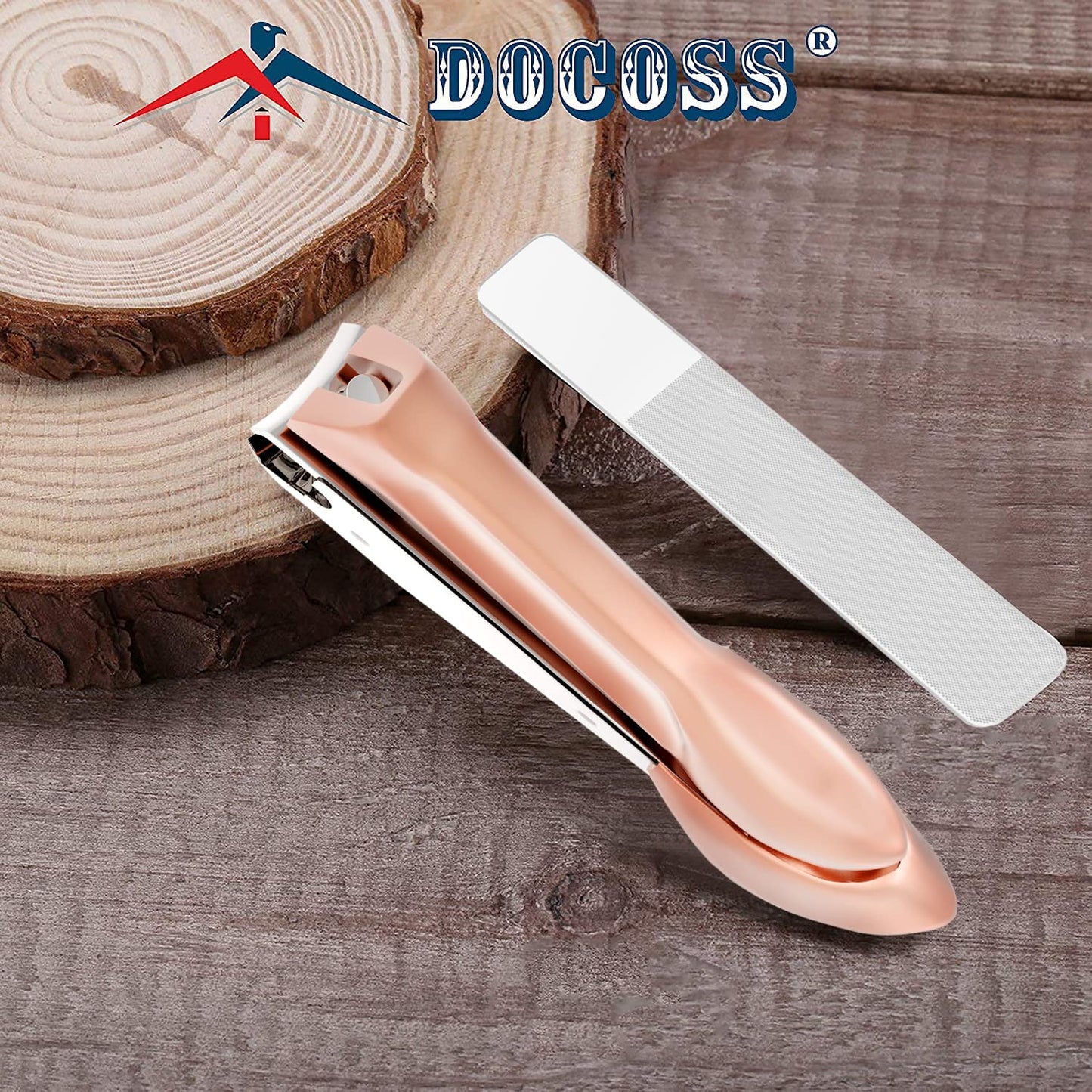 DOCOSS Professional Rose Gold Nail Cutter Kit Set With Filer & Toenail Fingernail Clipper Stainless Steel Nail Clipper Set / Nail Cutter For Men Women (Rose Gold)