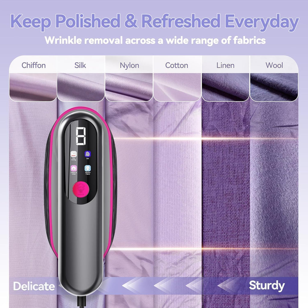 Docoss 2-in 1 Handheld Garment Steamer For Clothes, 1300 Watts Mini Steam Iron For Travel, Vertical & Horizontal with LCD Display|10s Fast Heating|180ML Water Tank Portable Travelling Steam Iron