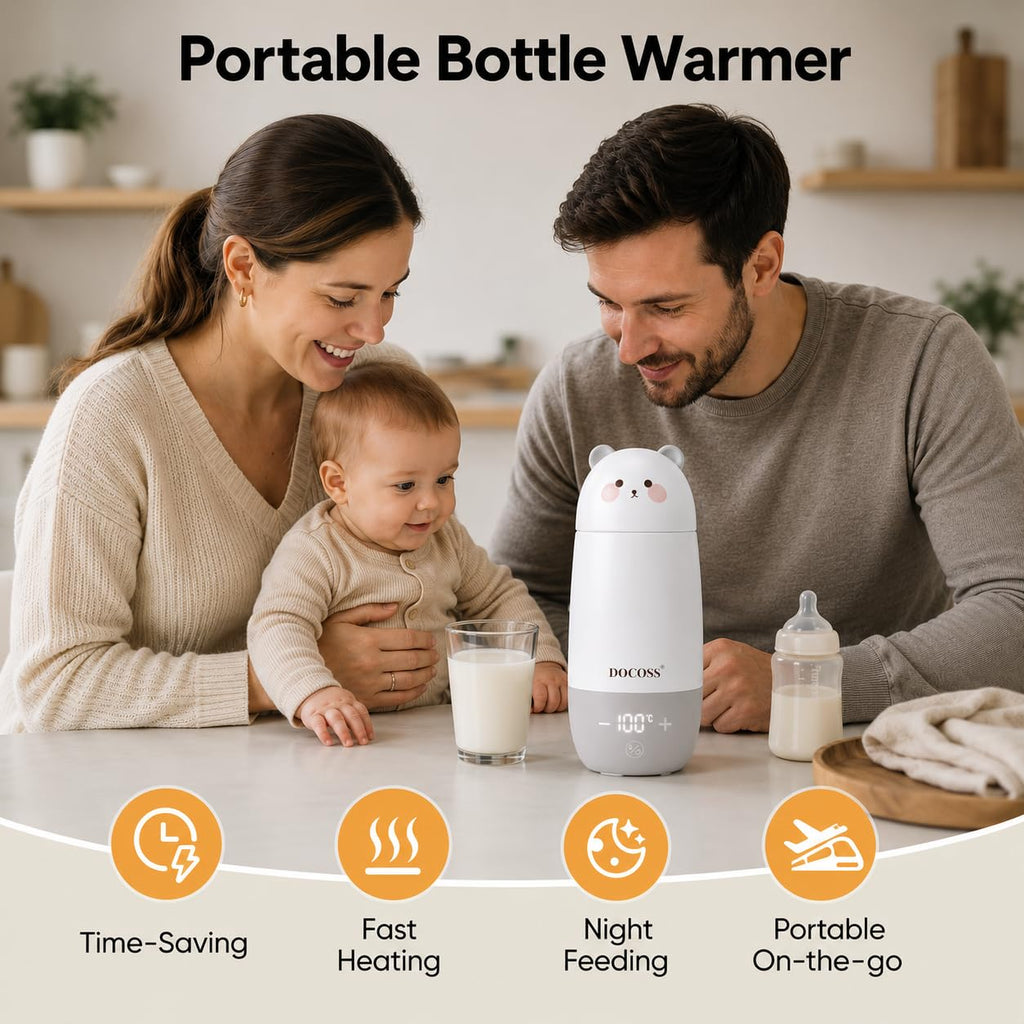 Docoss 2 in 1 -Rechargeable Portable Electric Kettle 500ml for Travel, Milk warmer For Babies,Kettle for Hot Water & Milk From 34°c to 100°c Water Heater,10000 mAh Battery with Temperature control