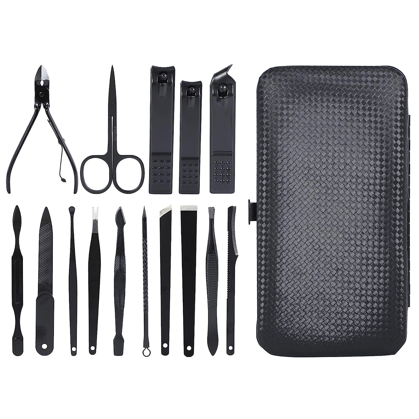 DOCOSS-15 IN 1 Stainless Steel Manicure Kit Nail Cutter For Men Women Manicure Pedicure Kit With Grooming Kit , Acne needle ,Nail Filer Kit , Nail Cutter Set With Leather Case