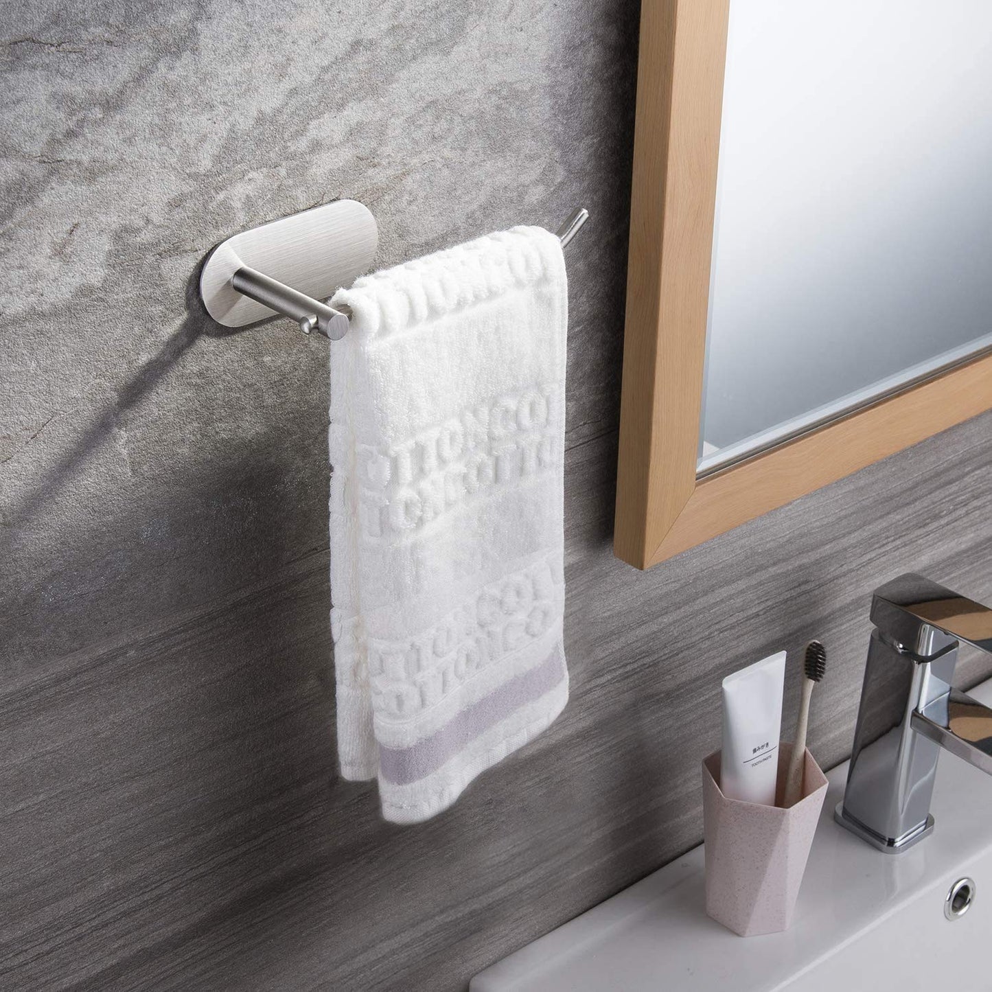 DOCOSS-Self Adhesive Towel Ring Stainless Steel Napkin Towel Hanger For  Washbasin Anti Rust Strong Sticker Towel Holder For Bathroom Napkin Holder ,Bathroom Accessories (Satin)